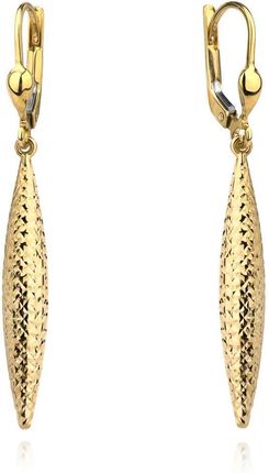Biżuteria Gabor Złote Kolczyki Wiszące Diamentowane Sople 585