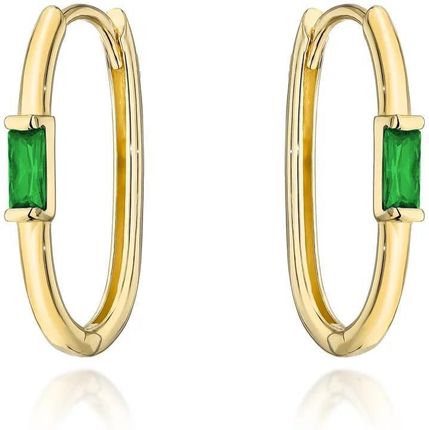 Biżuteria Gabor Kolczyki Złote Z Centralnym Zielonym Kamieniem 585