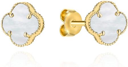 Biżuteria Gabor Kolczyki Złote Koniczynki Z Masą Perłową 6Mm 585