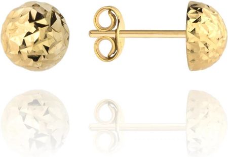 Biżuteria Gabor Złote Kolczyki Kulki Diamentowane 7Mm 585