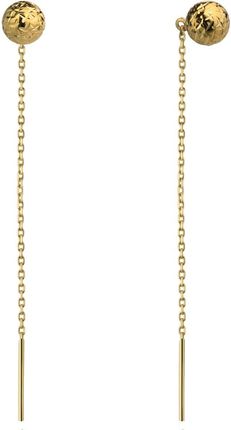 Biżuteria Gabor Złote Kolczyki Wiszące Kulki Na Łańcuszku 8cm 585