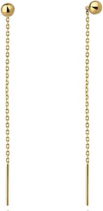 Biżuteria Gabor Złote Kolczyki Długie Wiszące Z Kulki 5cm 585