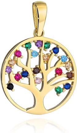 Biżuteria Gabor Złota Zawieszka Drzewko Szczęścia Z Kamieniami 585