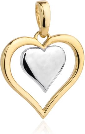 Biżuteria Gabor Złota Zawieszka Kontur Serca Z Sercem Z Białego Złota 585