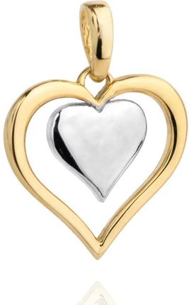 Biżuteria Gabor Złota Zawieszka Serce Z Serduszkiem Z Białym Złotem 585