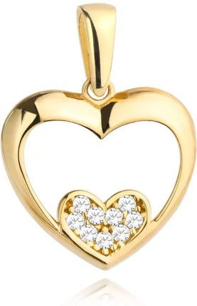 Biżuteria Gabor Zawieszka Złota Małe Serce Z Cyrkonii W Dużym Sercu 585