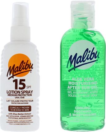 Malibu Wodoodporny Spray SPF15 100ml + Aloe Po Opalaniu 100ml