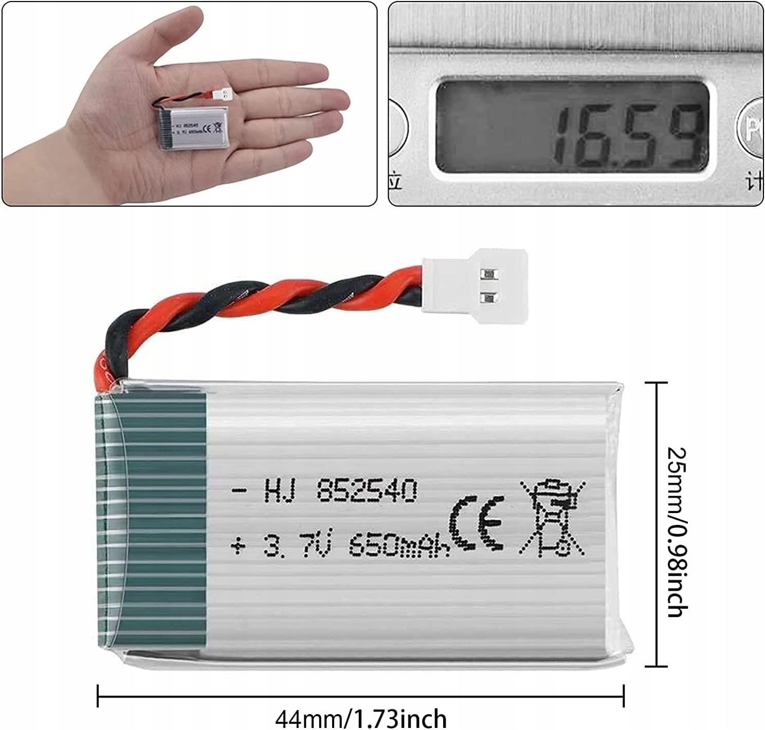 Batterie LiPo 650mAh 3,7V 1S Avec Chargeur USB Pour Drone Syma X5 Et Autres Modèles RC