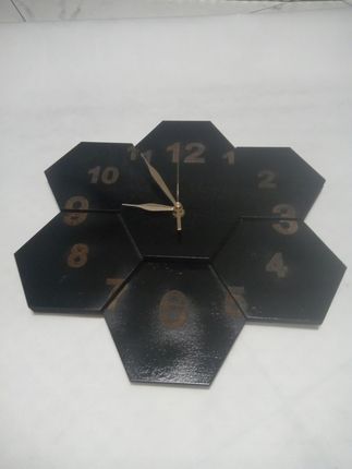 zegar ścienny 3D czarny z heksagonów