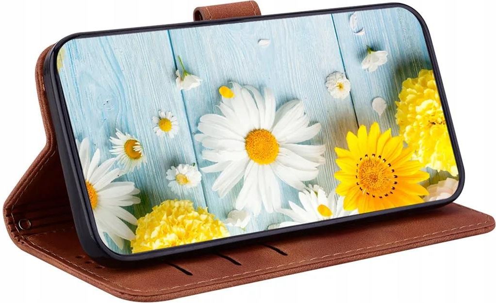Étui Portefeuille Pour Motorola Moto G31 / G41 – Cuir PU Gaufré Fleurs Bleu – Rabat Aimanté, Support, Fentes Cartes