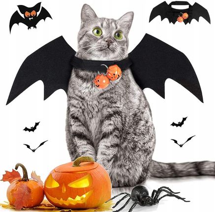 Skrzydła Kostium Nietoperz Outfit Na Halloween Pies Kot Filc Czarny Trwałe