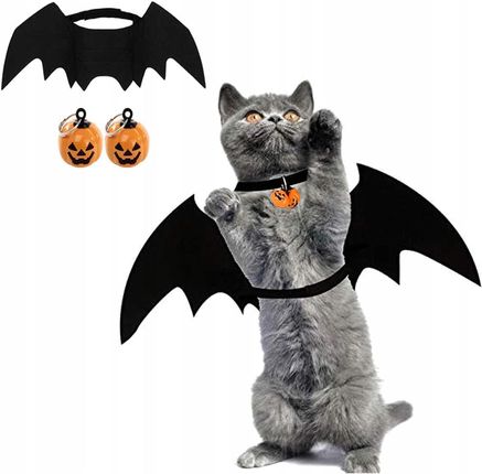 Halloween Kostium Zwierzaka W Skrzydła Nietoperza Dla Kota +Dzwonki Dyniowe BIANFUCHIBANG
