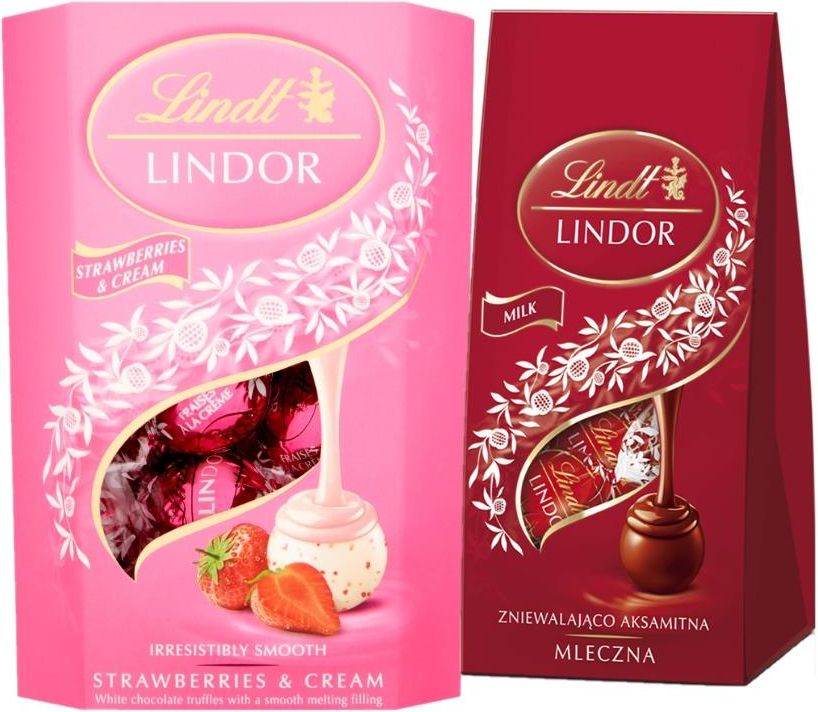 Lindt Zestaw Pralin Lindor Pralinki Mleczne I Biała Czekolada Truskawka 300g Ceny I Opinie 9837