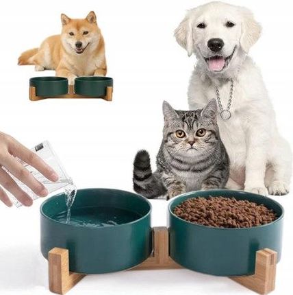 1Dog Miska Dla Psa Kota Podwójna Ceramiczna Na Stojaku 1641615758