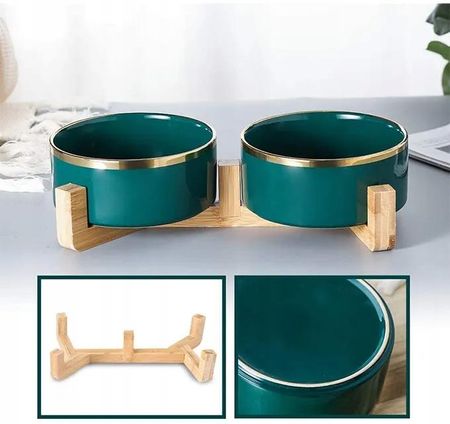 Miska Miski Dla Psa Kota Podwójna Ceramiczna 2x850Ml Na Stojaku Glamour 1642627727 - zdjęcie 2