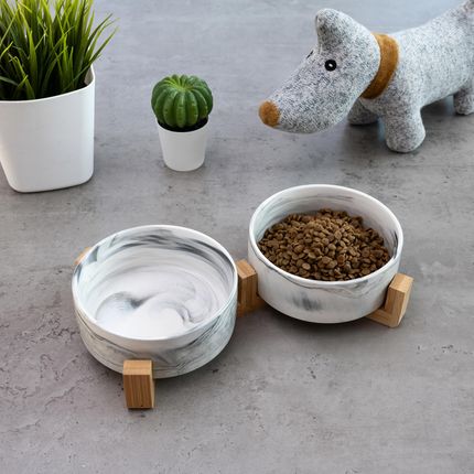 Miska Miski Dla Psa Kota Podwójna Ceramiczna 2x400Ml Na Stojaku Glamour 1643803627 - zdjęcie 4