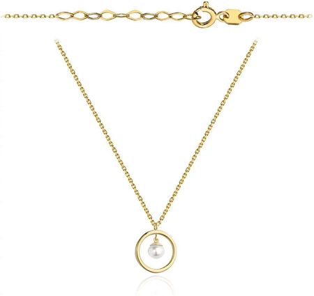 Biżuteria Gabor Złoty Naszyjnik Ring Z Perłą 585
