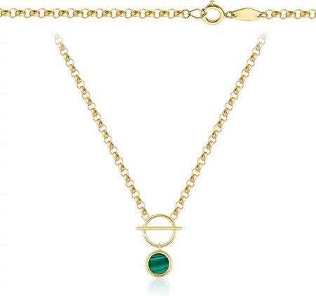 Biżuteria Gabor Złoty Naszyjnik Rolo Z Zielonym Kamieniem Malachit 585