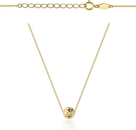 Biżuteria Gabor Złoty Naszyjnik Celebrytka Z Diamentowaną Kuleczką 42+3Cm 585