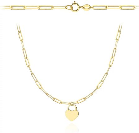 Biżuteria Gabor Złoty Naszyjnik Ankier Z Zawieszką Serce I Kłódka 45Cm 585