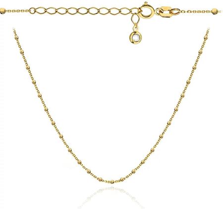Biżuteria Gabor Złoty Naszyjnik Diamentowane Koraliki Kuleczki 42+3Cm 585