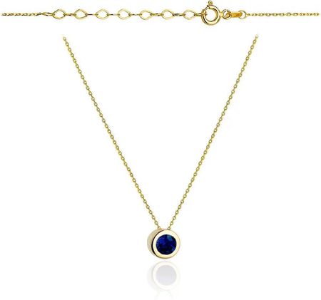 Biżuteria Gabor Złoty Naszyjnik Z Niebieskim Kamieniem W Złotej Oprawie 42+3Cm 585