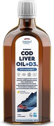 Osavi Norwegian Cod Liver Oil + D3 1000Mg Omega 3 250ml