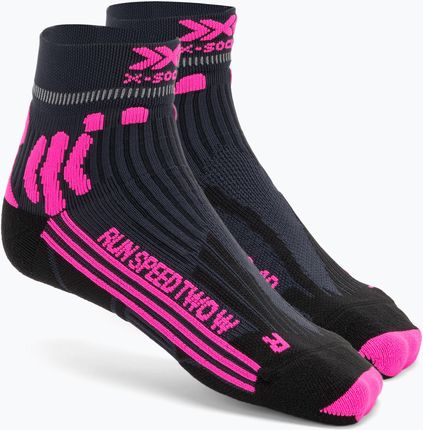Skarpety Do Biegania Damskie X-Socks Run Speed Two 4.0 Dolomite Grey/Neon Flamingo