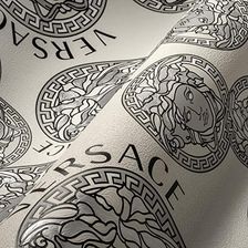Versace Home Tapeta Ścienna Biała Czarna Srebrna Z Włókniny Logo Medusa 386102 10,05x0,70m