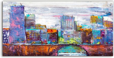 Coloray Szkło Hartowane Panel Abstrakcja Art Miasto 100x50