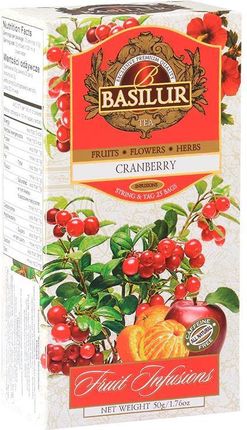 Herbata owocowa bez kofeiny z żurawiną i cytryną - 25 szt. - Basilur Cranberry 