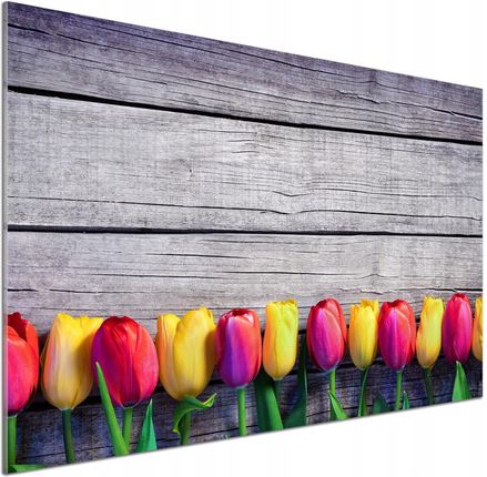 Tulup Panel Lacobel Tulipany Na Drewnie 100x70cm Klej