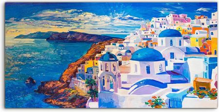 Coloray Panel Szkło Kuchnia Santorini Miasto Grecja 100x50