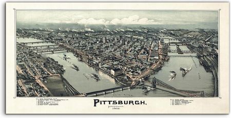 Coloray Kuchenny Panel Mapa Pittsburgh Vintage 100x50cm