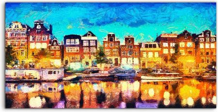 Coloray Panele Szkło Hartowane Amsterdam Kanał Domy 100x50