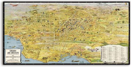 Coloray Lacobel Do Kuchni Mapa Los Angeles Retro 100x50cm