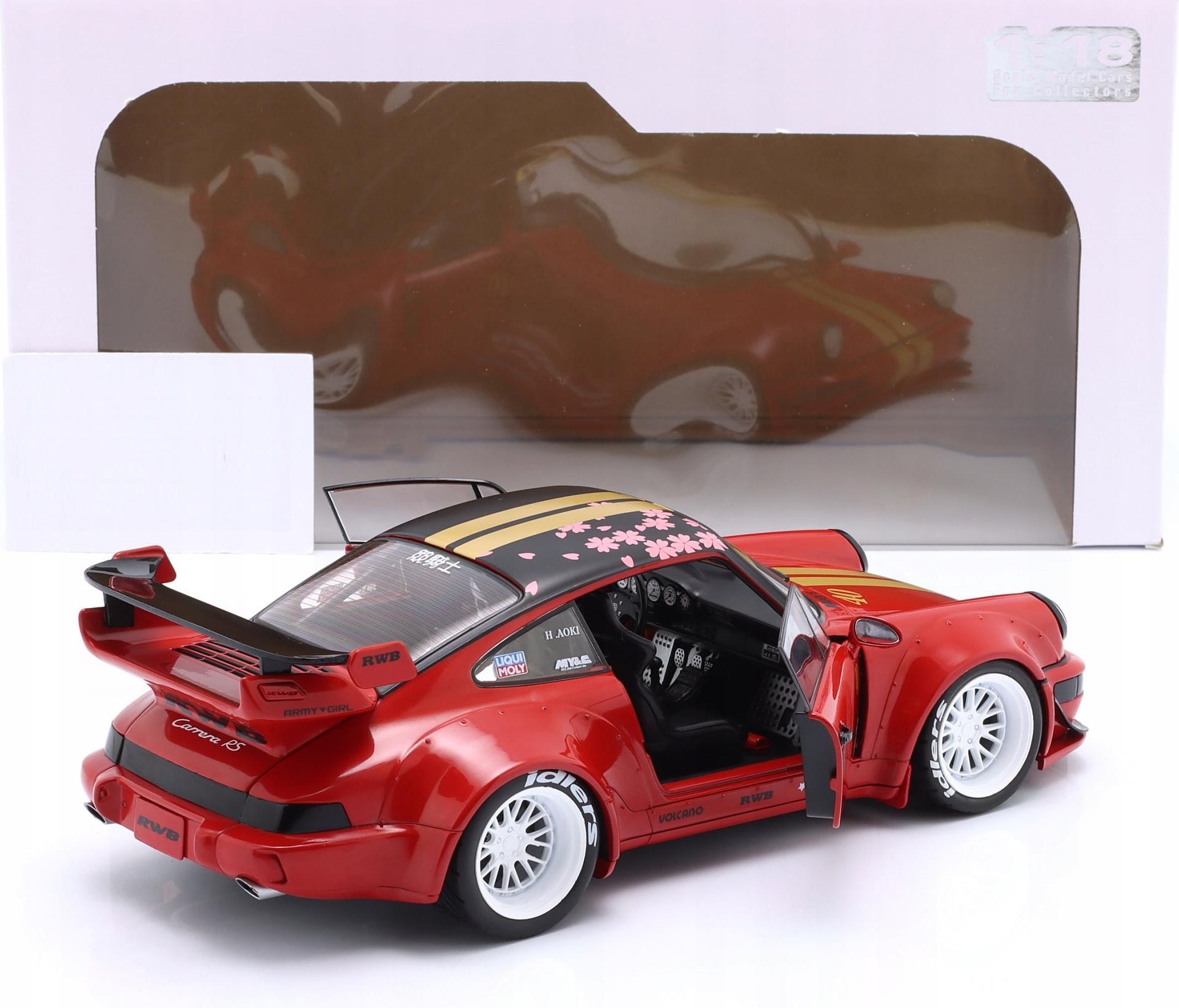 Porsche 911 RWB Red Sakura 2021 1:18 Solido - 20 anos! Loja on-line de