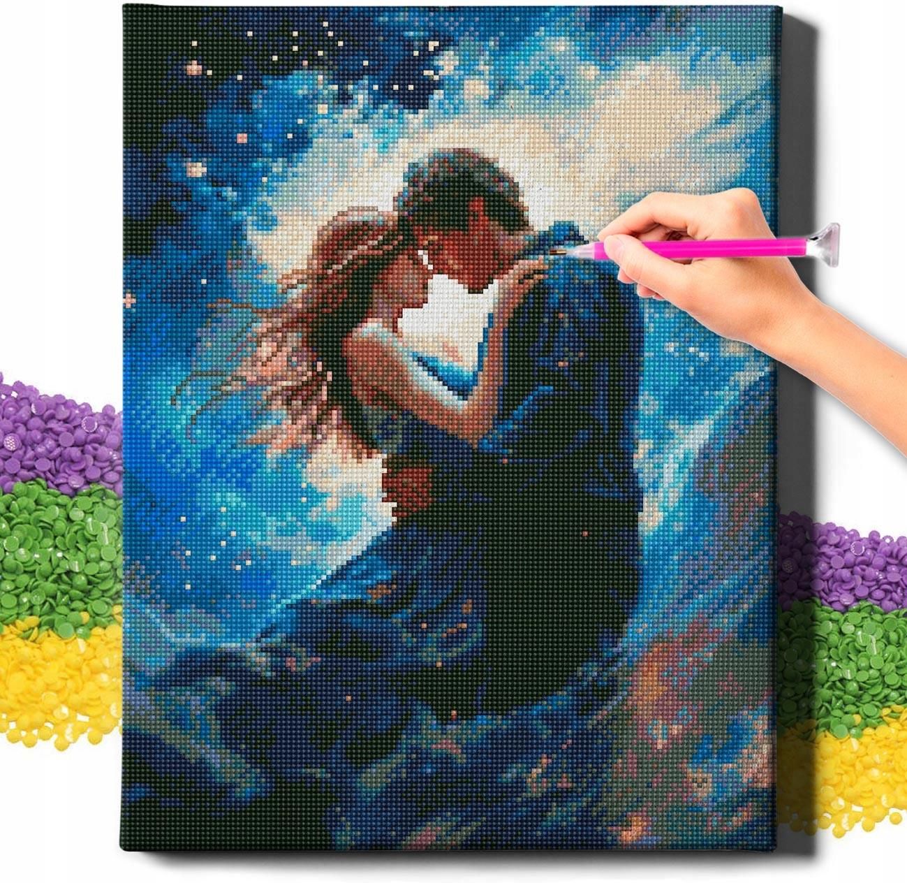 Kit Diamond Painting 5D 40x50cm Con Tela Incorniciata, Quadro Coppia Carina In Diamanti Quadrati, Attività Creativa Per Adulti