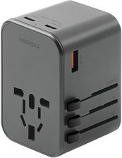 Energea Ład Siec 1Xusb 2Xusb C Pd Pps Qc 3 0 65W 1A2C Adapter 4W1 Us Ua Eu Uk Szary Gunmetal Travelworld Gan65W