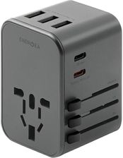 Energea Ład Siec 3Xusb 2Xusb C Pd Pps Qc 3 0 35 5W 3A2C Adapter 4W1 Us Ua Eu Uk Szary Gunmetal Travelworld