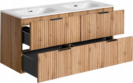 Comad Ryflowane Meble Do Łazienki Adel Oak Z Umywalką 120 I Lustrem Syfon - zdjęcie 3