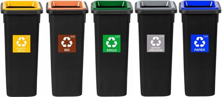 Zestaw 5 Koszy Do Segregacji Śmieci Odpadów 5X20L