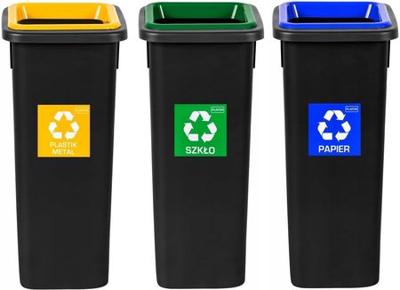 Zestaw 3 Koszy Do Segregacji Śmieci Odpadów 3X20L