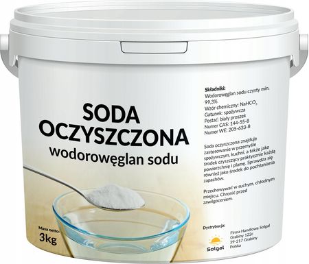 Solgal Soda Oczyszczona Spożywcza Wodorowęglan Sodu 3Kg