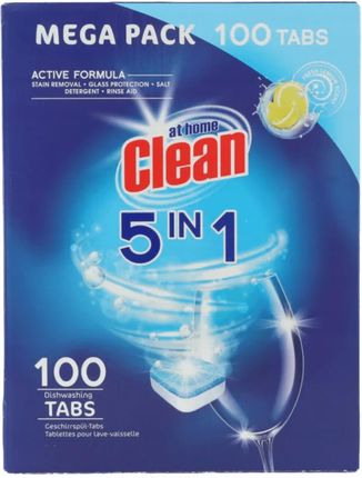 At Home Clean Bardzo Skuteczne Tabletki Do Zmywarki 5W1 O Zapachu Cytryny 100szt.