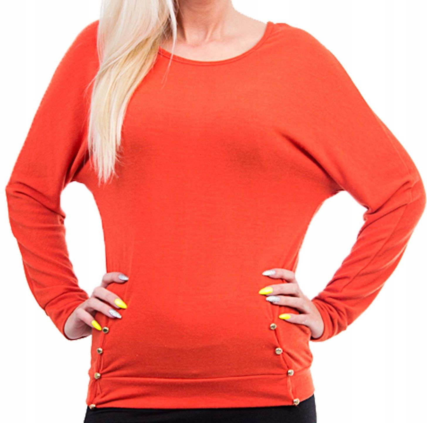 F144 Sweter Damski Długi Rękaw Czerwony r. M L XL - Ceny i opinie ...