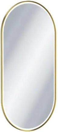 Excellent Corido Lustro owalne LED w ramie aluminiowej złoty szczotkowany 100×50 cm DOEX.CO100.050.GB