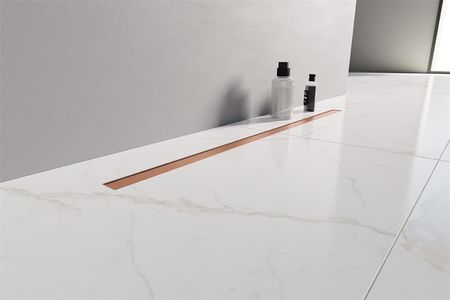 New Trendy Odwodnienie liniowe 100 cm Visio Slim Copper, z rusztem szczotkowanym w kolorze miedzianym OL-0100