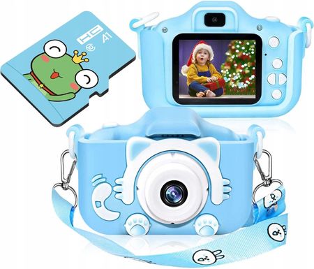 Aparat Cyfrowy dla Dzieci Fotograficzny Niebieski Kotek + Karta 4GB