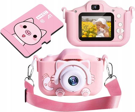 Aparat Cyfrowy dla Dzieci Fotograficzny Różowy Kotek + Karta 4GB